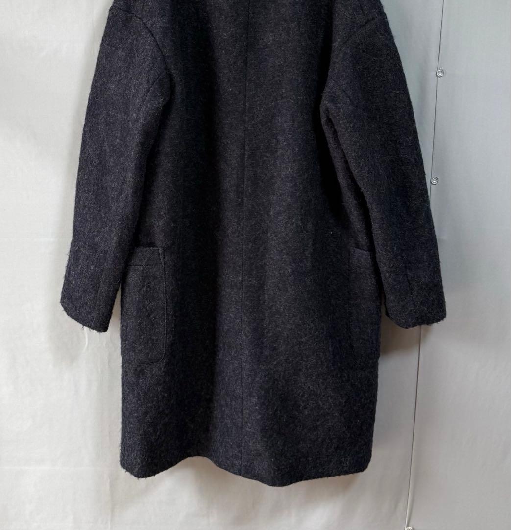 ユナイテッドアローズ　ウール混ダブルブレストシャギーコート　ネイビー