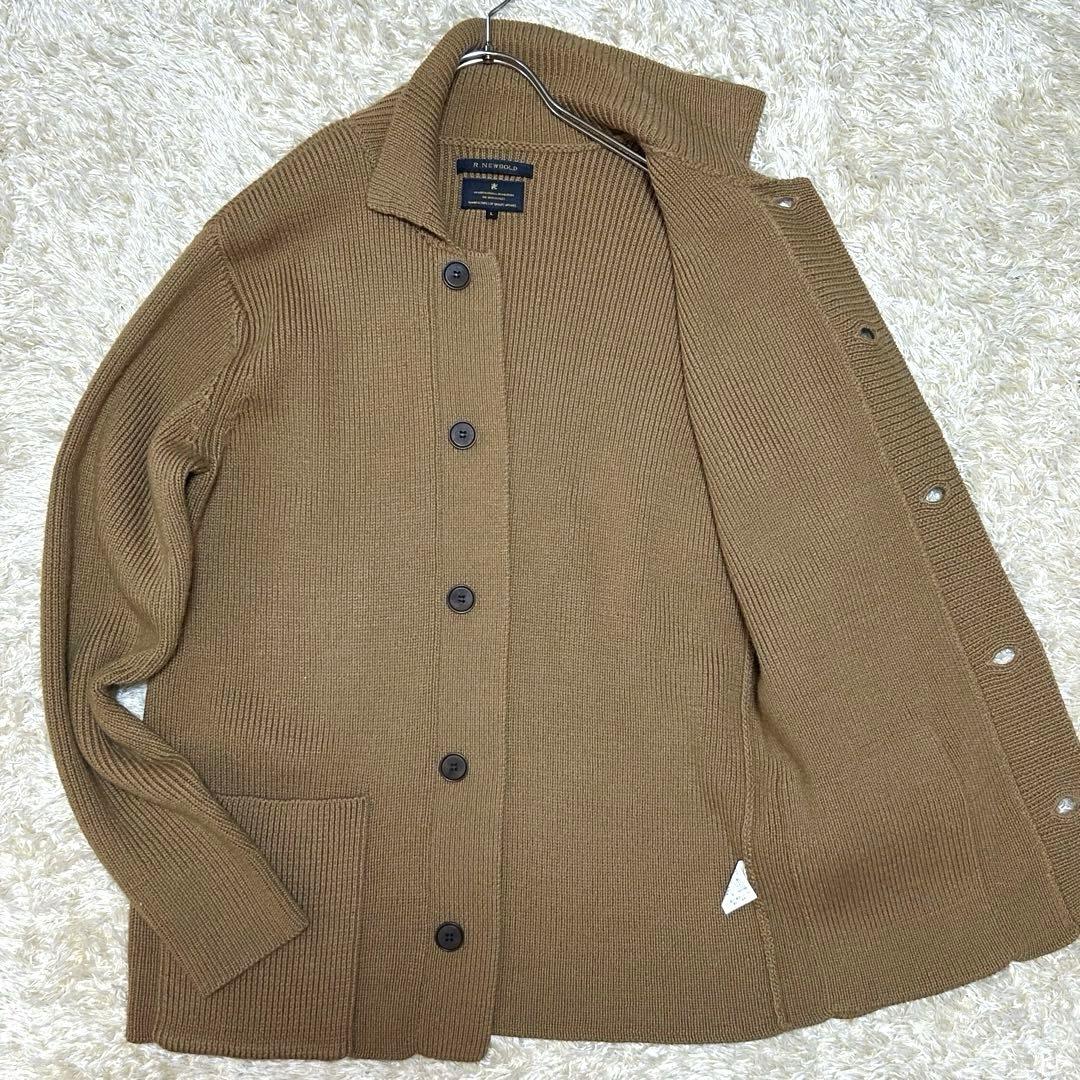【極美品L ウール100%】ポールスミス　ニットジャケット　ローゲージ　キャメル