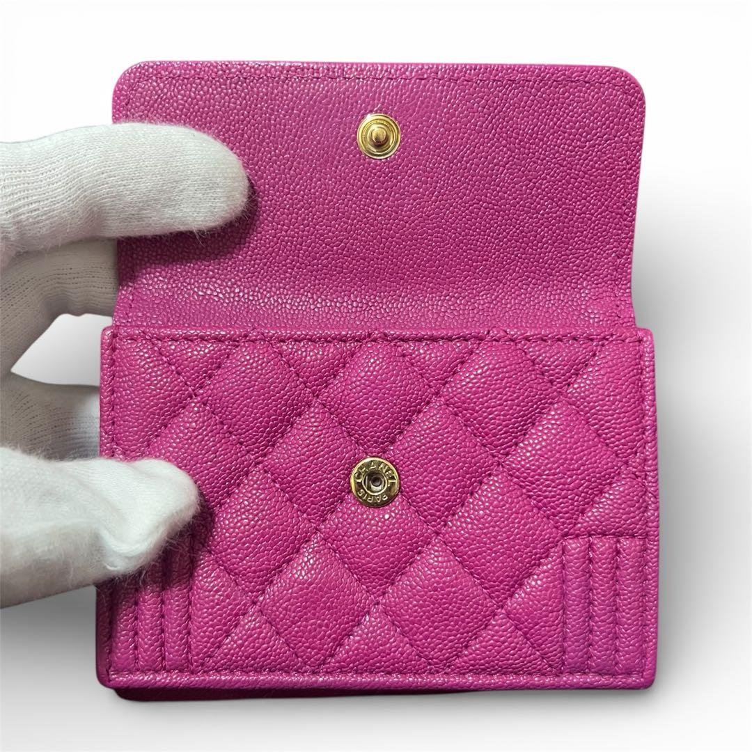 シャネル CHANEL ボーイシャネル キャビアスキン マトラッセ 三つ折り財布