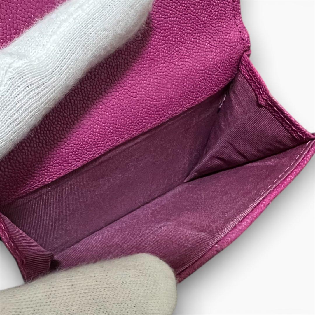 シャネル CHANEL ボーイシャネル キャビアスキン マトラッセ 三つ折り財布