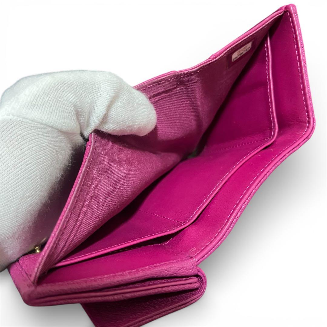 シャネル CHANEL ボーイシャネル キャビアスキン マトラッセ 三つ折り財布