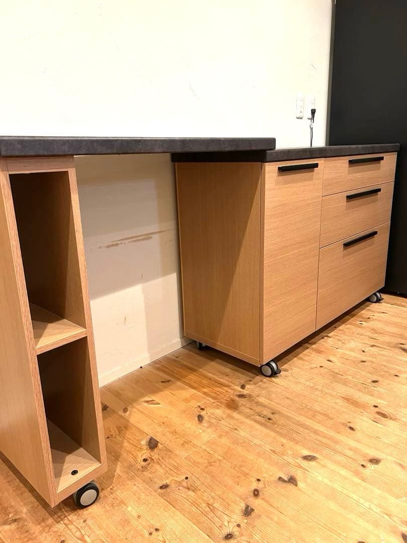 ハト嫁。　美品☆パモウナのエクステンションテーブル付きキッチンカウンター