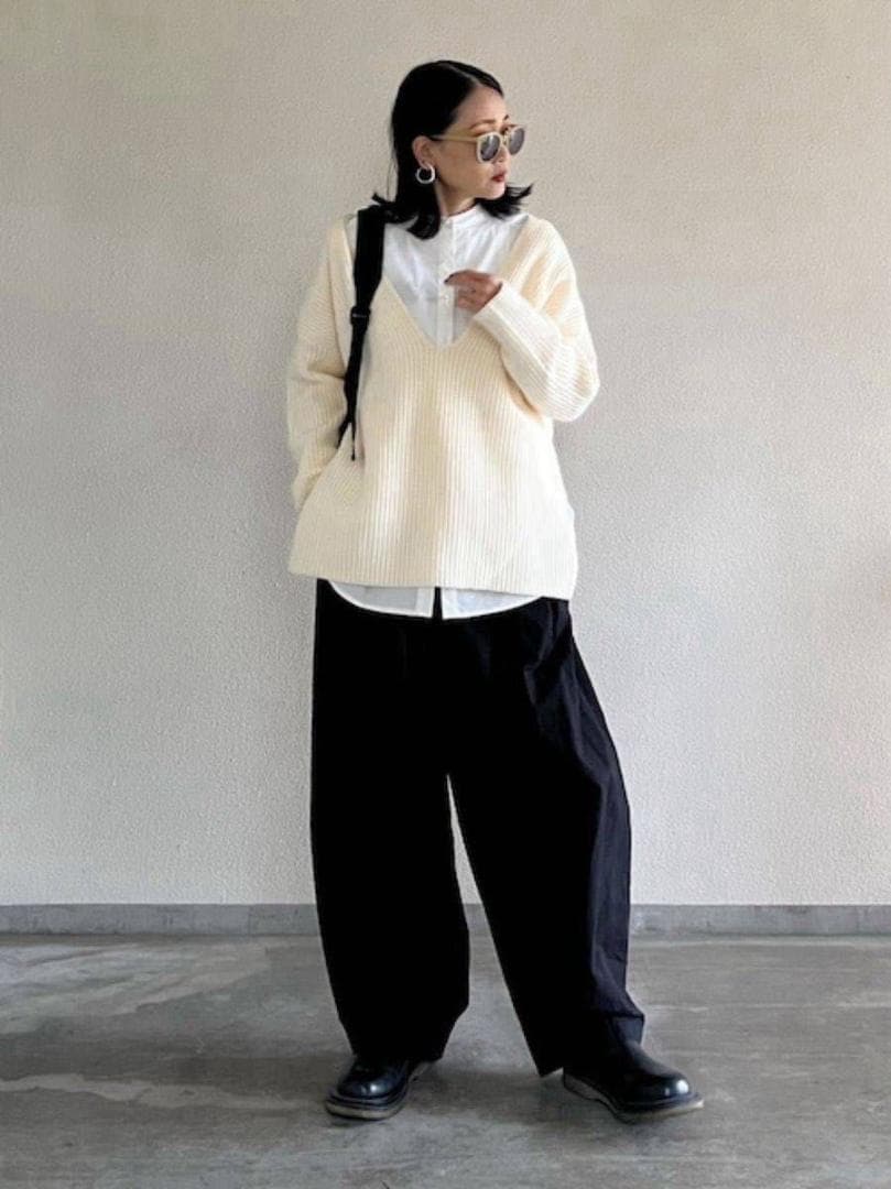 Curensology カレンソロジー　コットンリネンドロストパンツ　ブラック