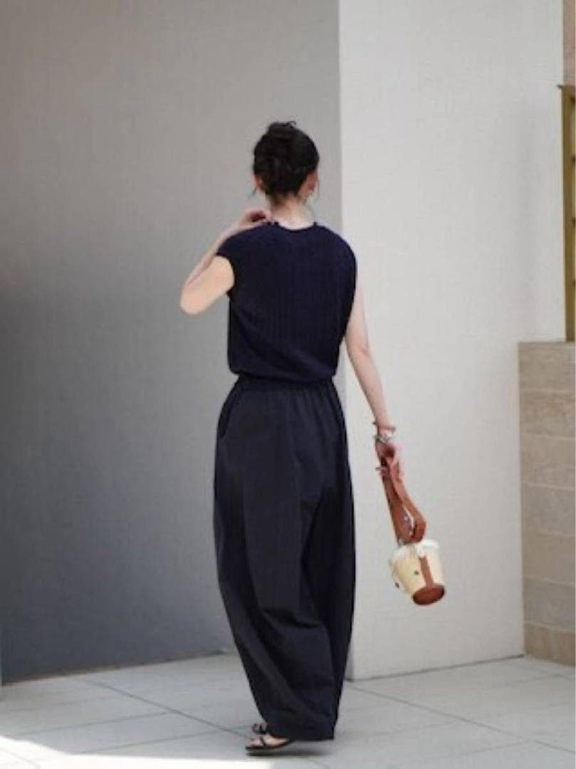 Curensology カレンソロジー　コットンリネンドロストパンツ　ブラック