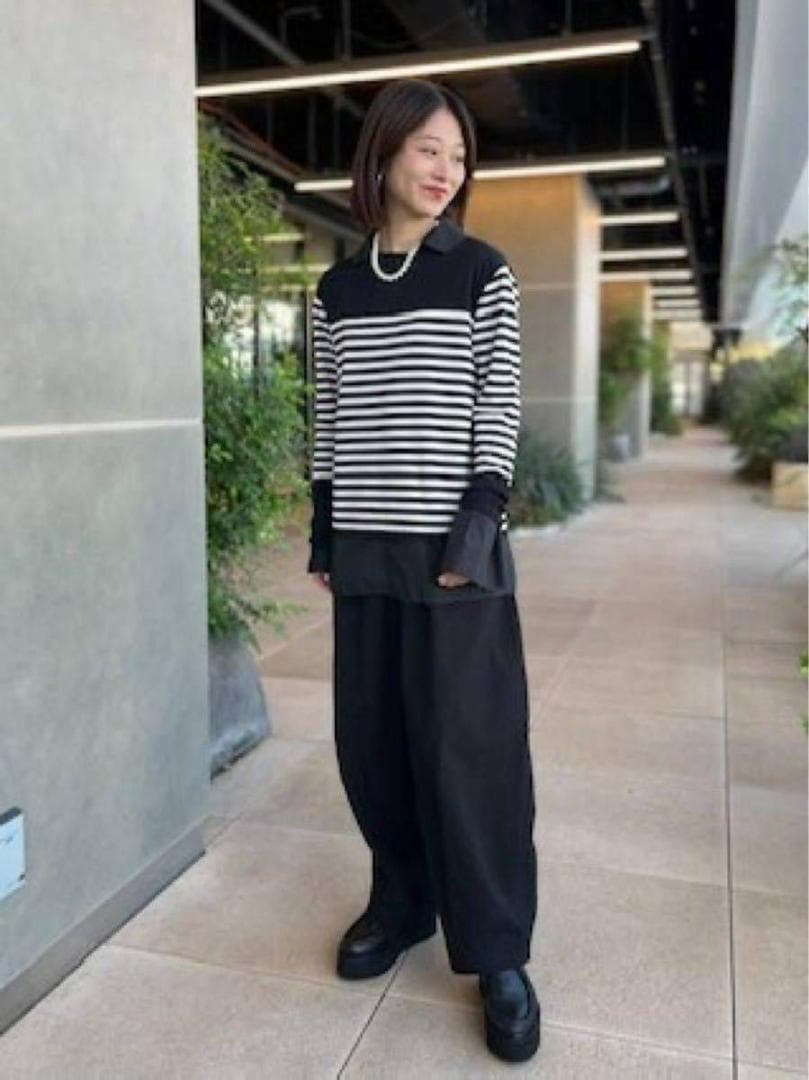 Curensology カレンソロジー　コットンリネンドロストパンツ　ブラック