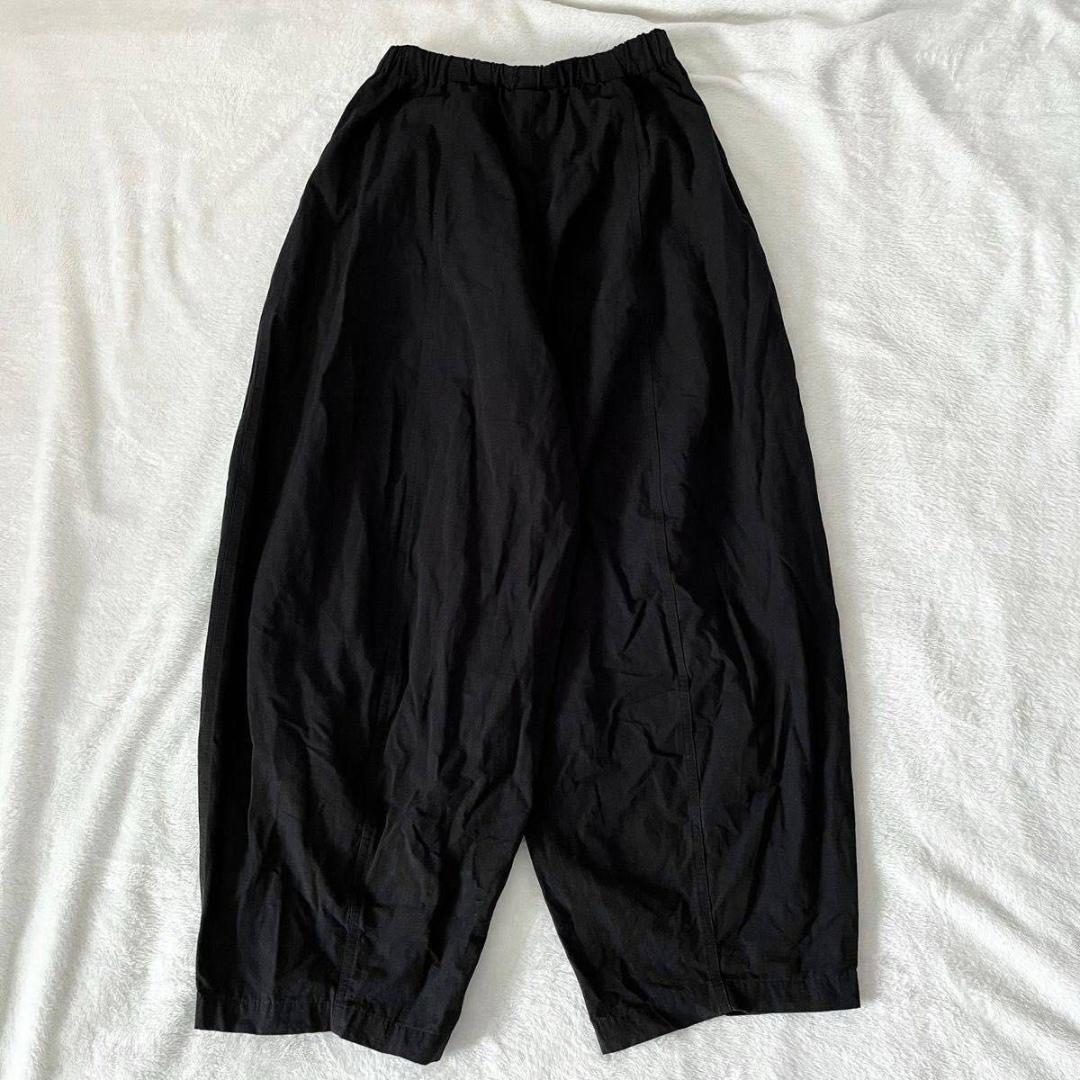Curensology カレンソロジー　コットンリネンドロストパンツ　ブラック