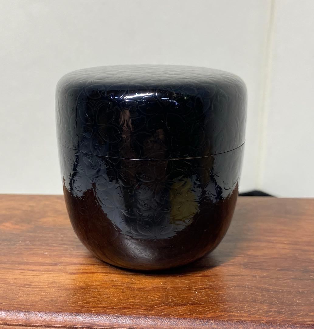 【茶道具】蒼雲造　夜桜蒔絵利休棗（共箱）