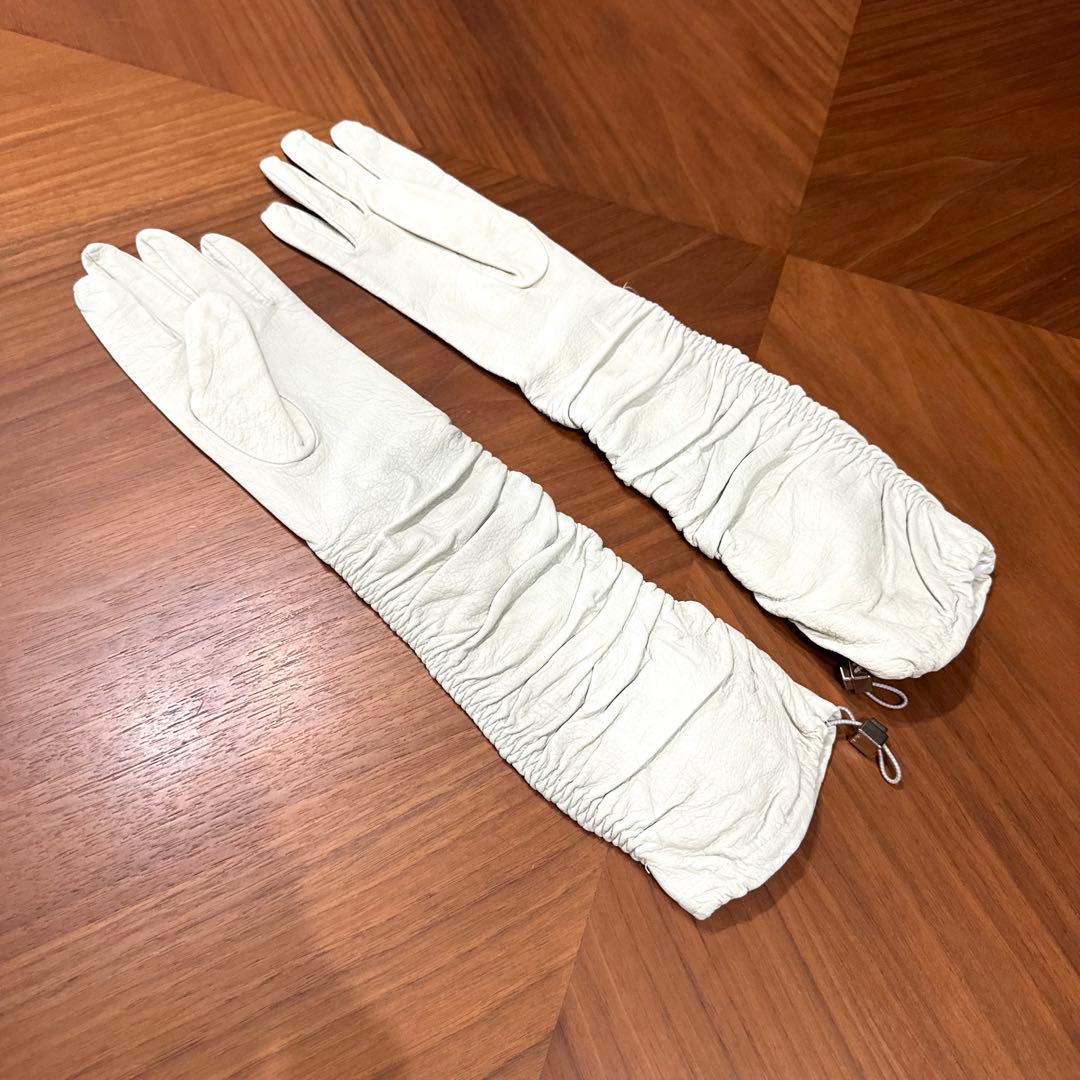 S MAX MARA ラムスキンレザーロンググローブ 本革 手袋 白 アイボリー