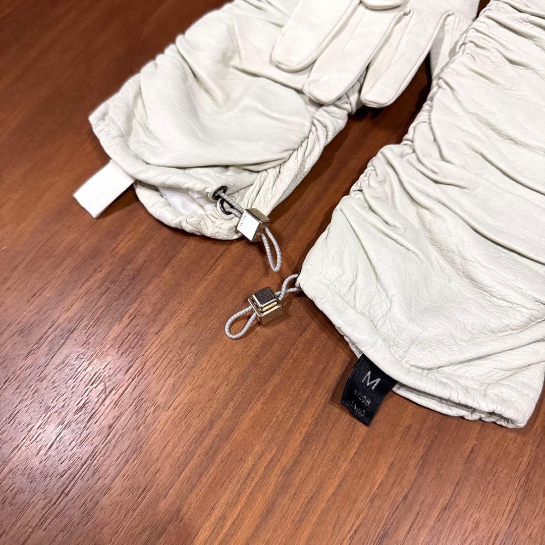S MAX MARA ラムスキンレザーロンググローブ 本革 手袋 白 アイボリー