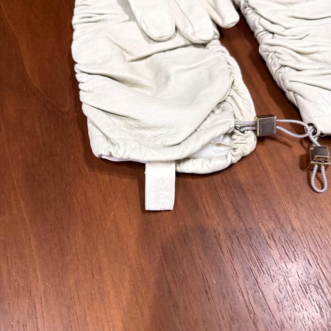S MAX MARA ラムスキンレザーロンググローブ 本革 手袋 白 アイボリー