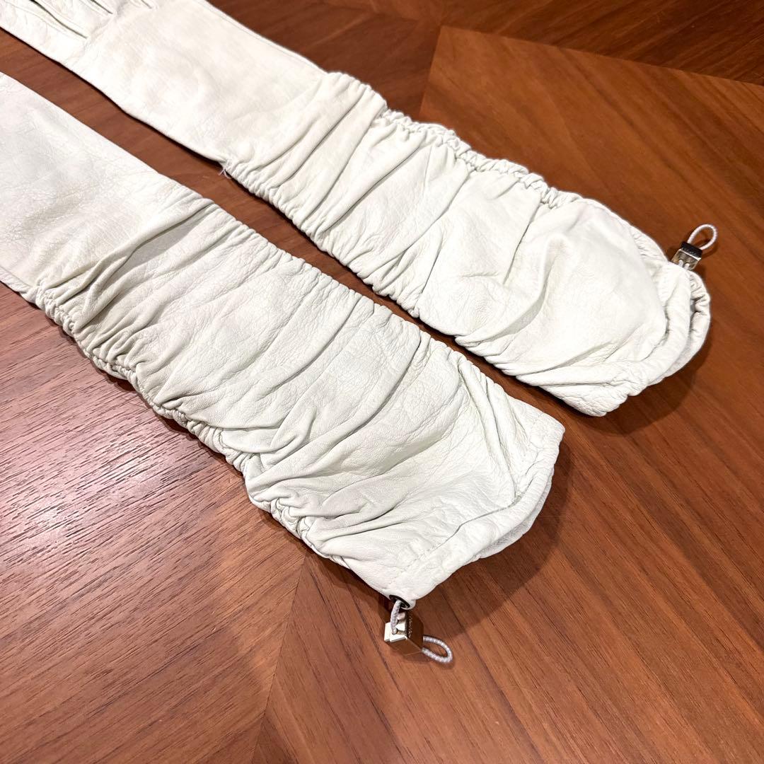 S MAX MARA ラムスキンレザーロンググローブ 本革 手袋 白 アイボリー