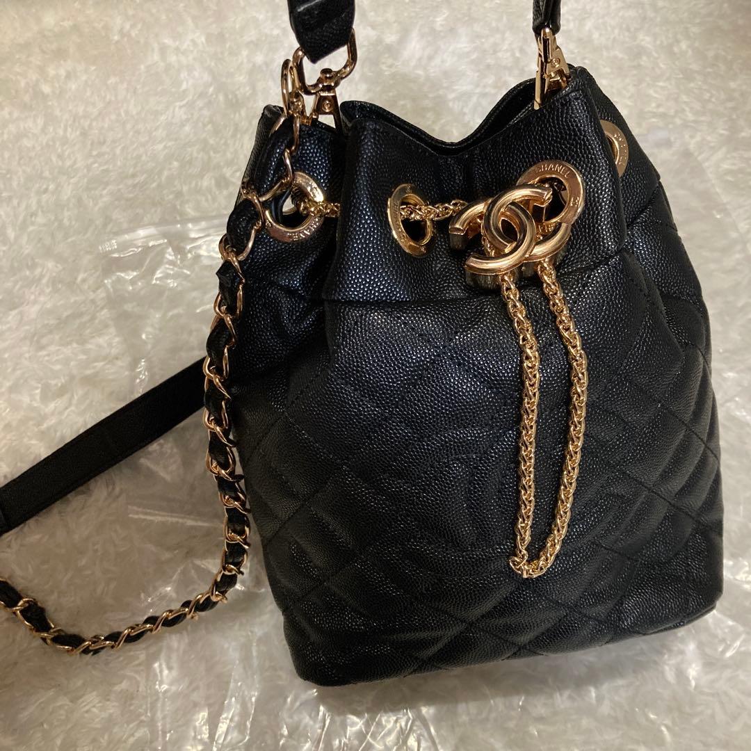 CHANEL 巾着ショルダーバッグ　ブラック　2way