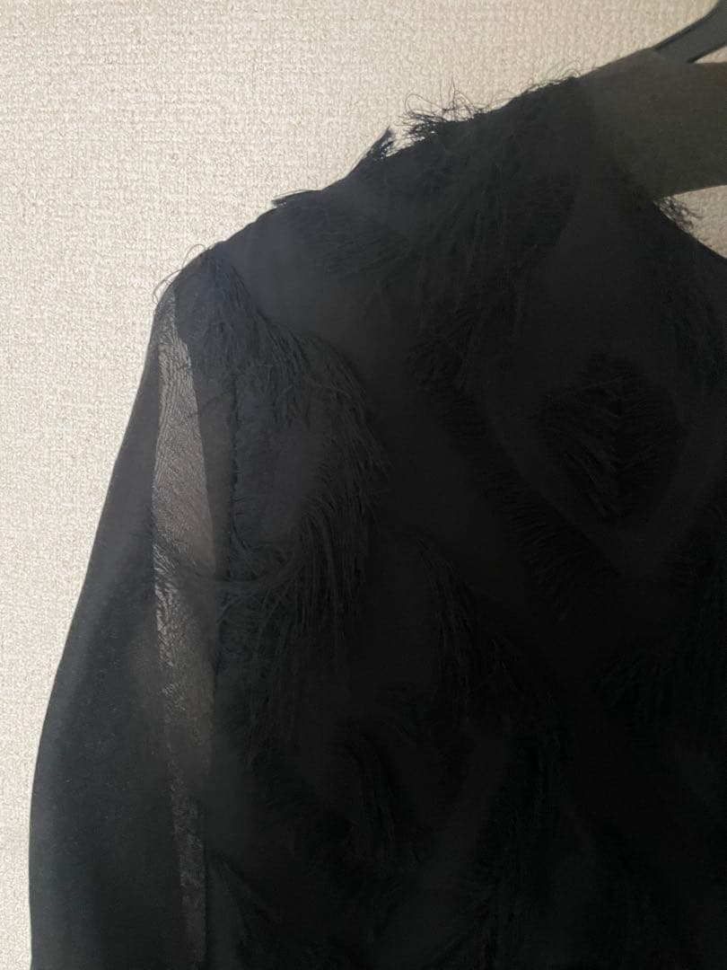 UNITED ARROWS フリンジ ジャカード ソデ　シアー　ワンピース