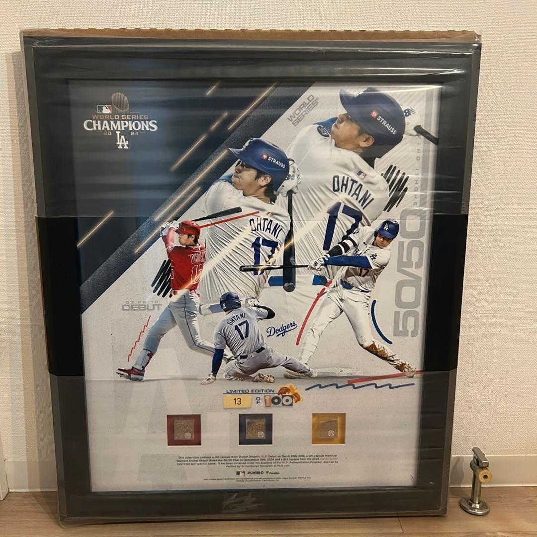 世界100枚限定 大谷翔平 50/50優勝 記念 レリック入 巨大アートフレーム