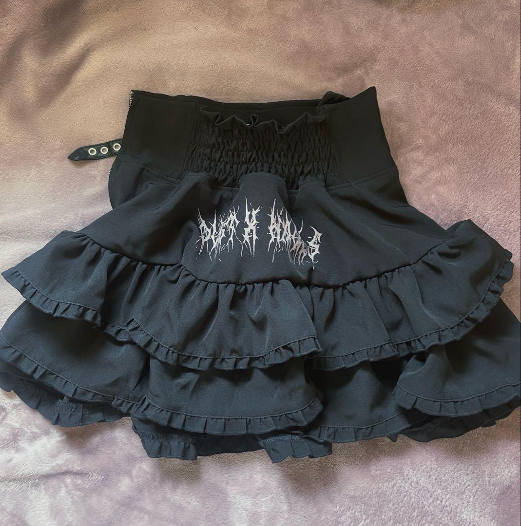 Hauls ハウスダストコラボ レースアップフリルミニスカート