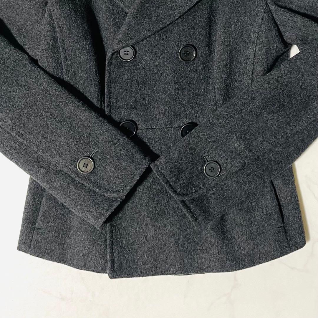 海*男様 美品✨　ポールスミス　ピーコート　カシミア混　マルチストライプ　グレー