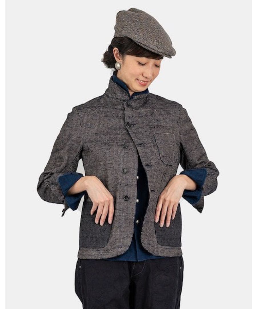 美品 45r コットンツイードのジャケット インディゴ