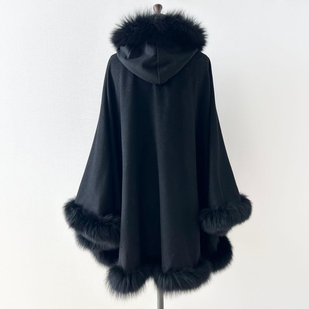 ダーマコレクション　ポンチョ　ケープコート　ブラック　カシミヤ100%