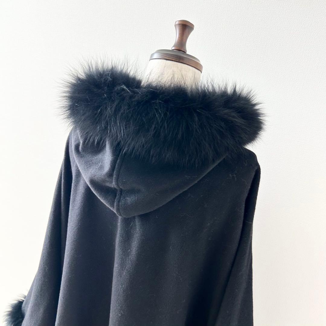 ダーマコレクション　ポンチョ　ケープコート　ブラック　カシミヤ100%