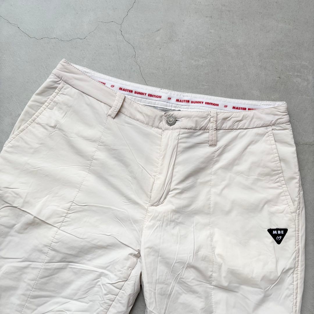 MASTER BUNNY EDITION 蓄熱裏地 中綿ロングパンツ ロゴ 白