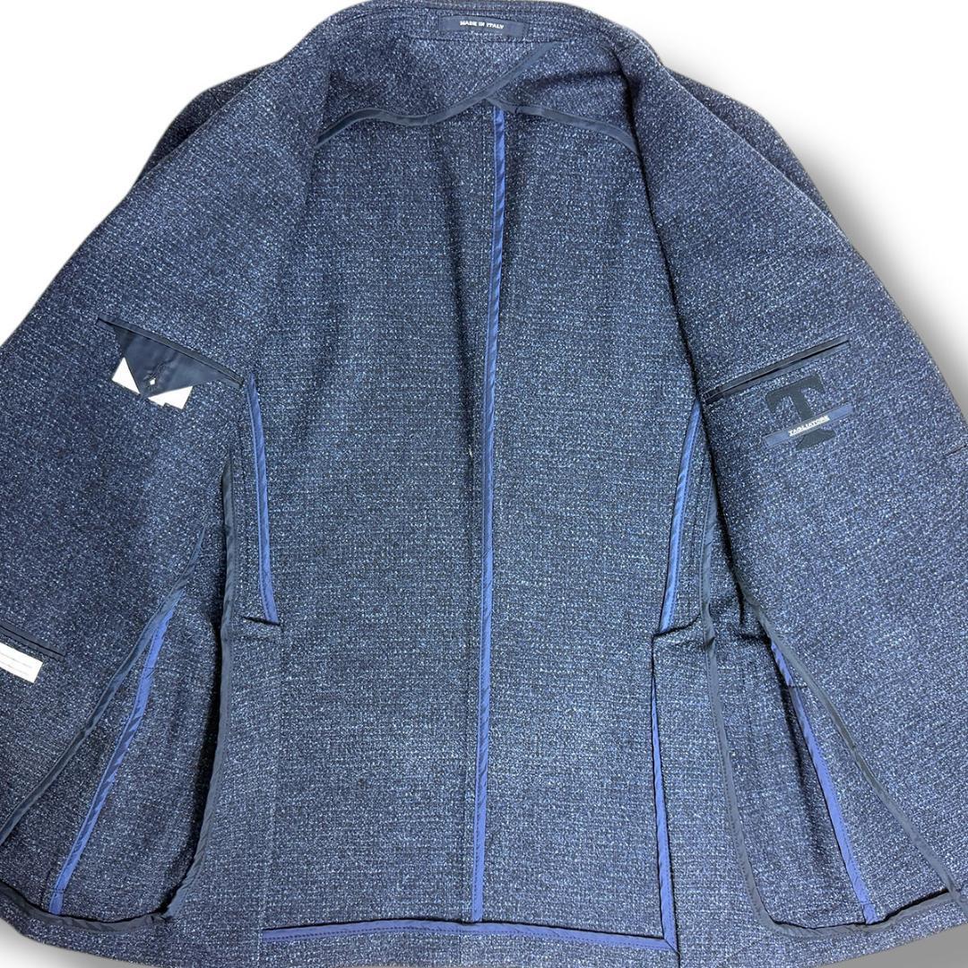 J6383 超美品 タリアトーレ シルクリネンツイードジャケット ネイビー 50