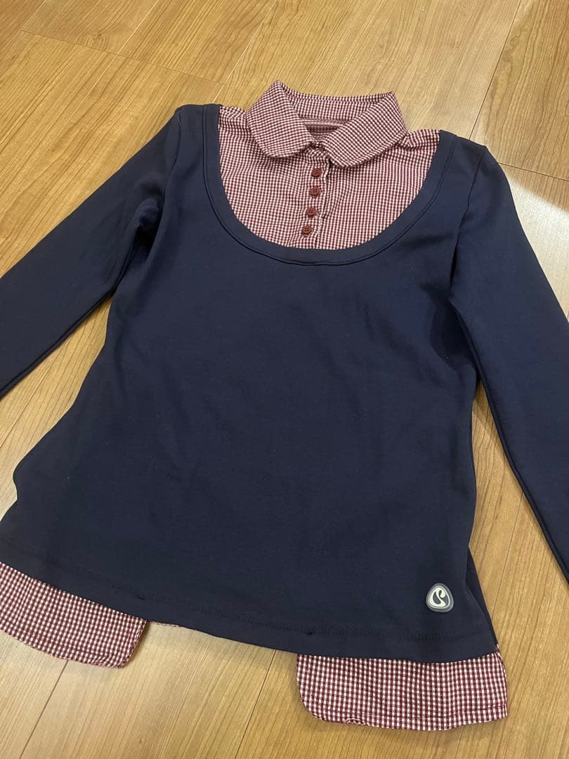 COYSEIO チェック柄ポロシャツ風レイヤードシャツ