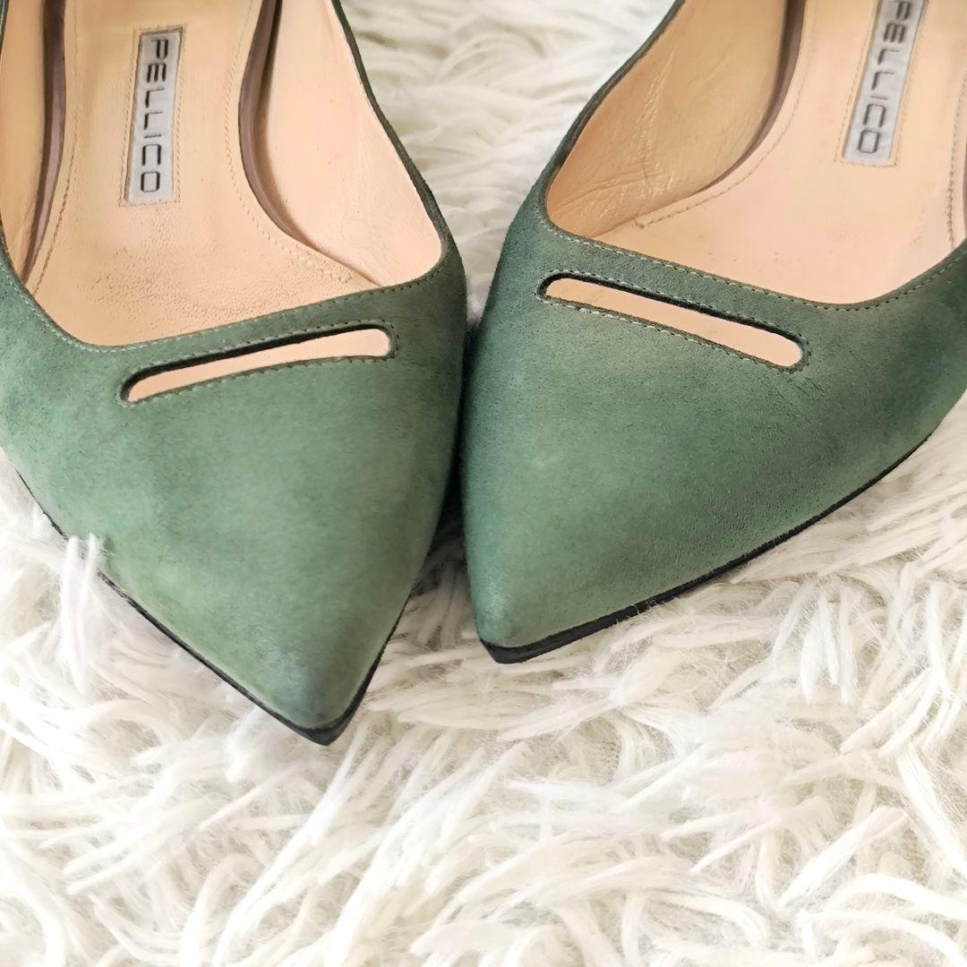 PELLICO ペリーコ アネッリ パンプス グリーン スエード フラット