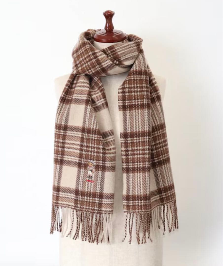 最終値下⭐︎ポロ ラルフ ローレン　Polo ベア チェック ウール マフラー