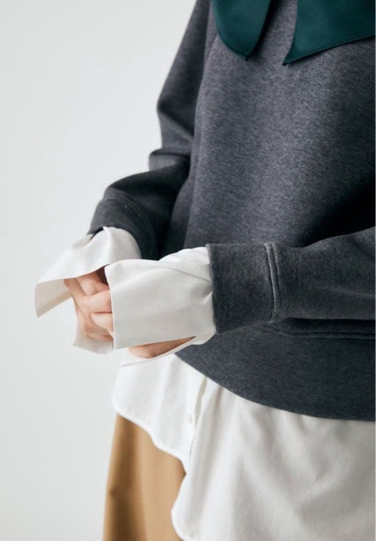 エンフォルド　ENFÖLDダンボール スウェットxSHIRT PULLOVER