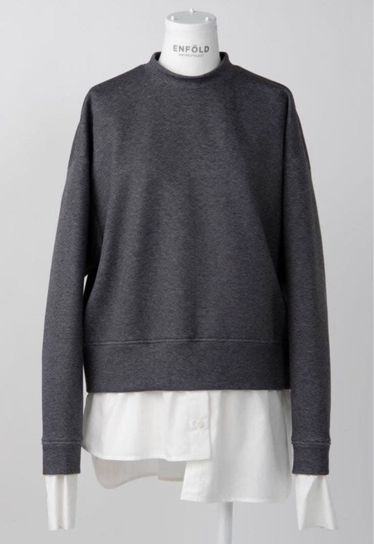 エンフォルド　ENFÖLDダンボール スウェットxSHIRT PULLOVER