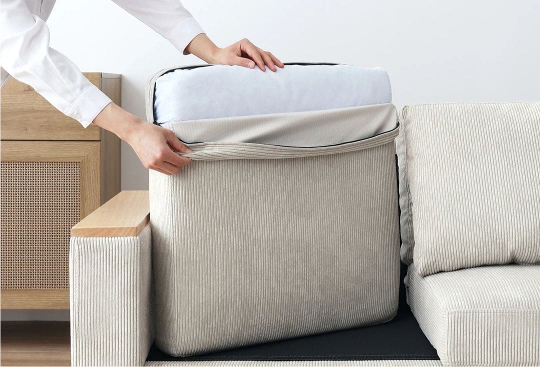 ［さくらんぼ！】ソファCosnaコーデュロイ 2人掛けソファ 木製フレーム