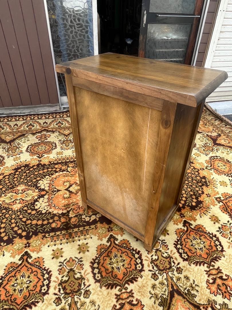 北欧 昭和レトロ 花柄タイル 木製チェスト 4段 箪笥 カントリー アンティーク