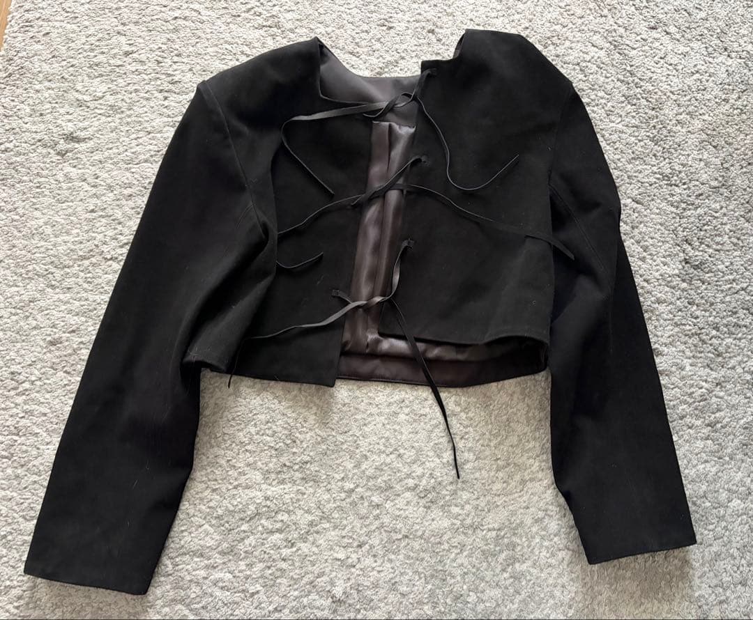 CITYSHOP < THEMOOD >スエードジャケットリボンブラック黒やぎ革