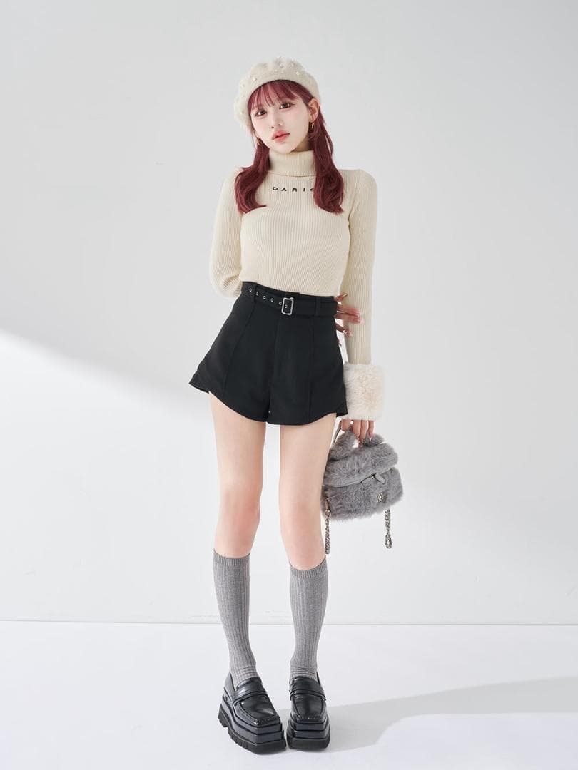 M 完売 新品 Darich サイドスリットハイウエストショートパンツ ブラック