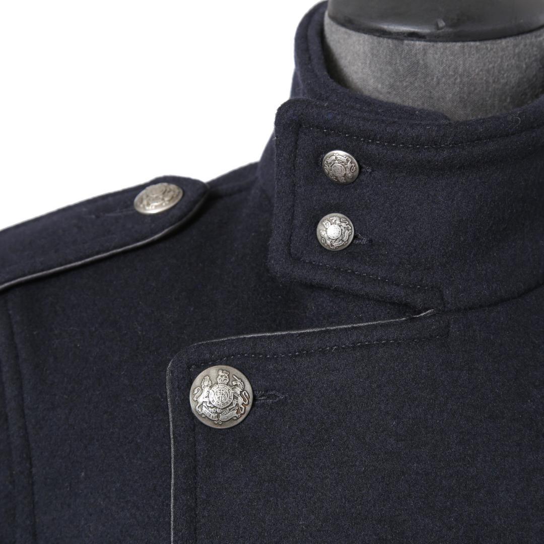 DIESEL ブラックゴールド ウール ナポレオンコート コンチョボタン