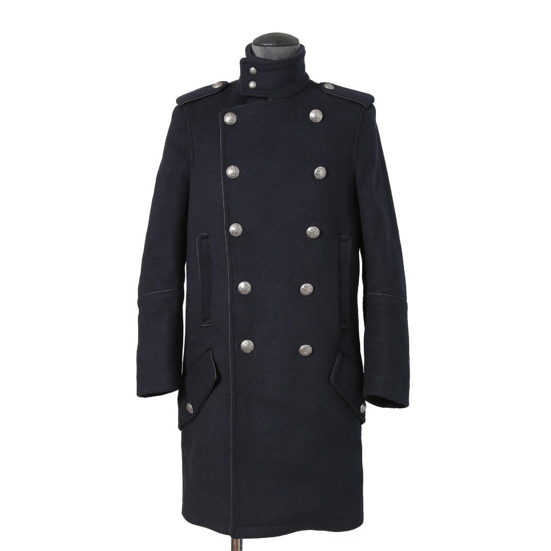 DIESEL ブラックゴールド ウール ナポレオンコート コンチョボタン