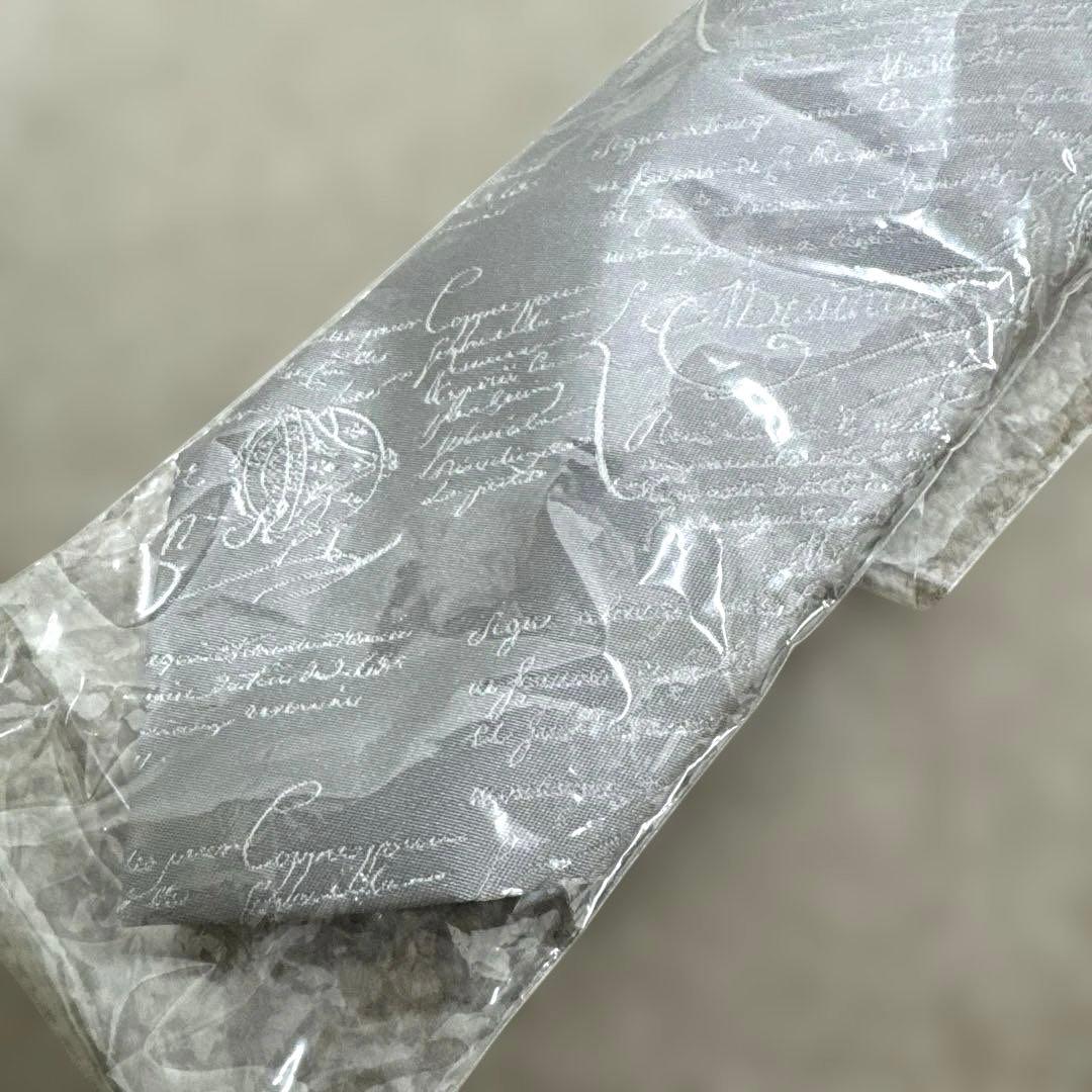 【未使用品】Berluti スクリットパターンタイ シルバー ソフトグレー