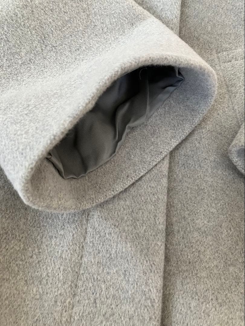 23区 グレー アンゴラ ウール コート ブルーフォックス ファー付き