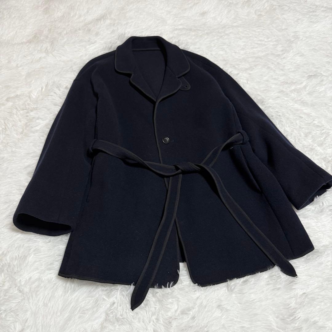 ✨美品✨ 45R パイルカット ヘリンボン ジャケット コート　ウェストベルト