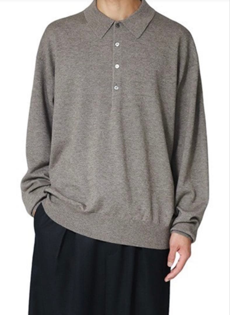 クレプスキュール ハイゲージ長袖ニットポロ　AURALEE COMOLI