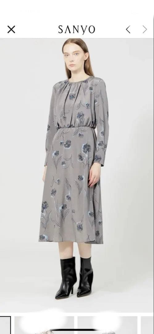 エポカ　グレー 花柄 ワンピース サイズ40