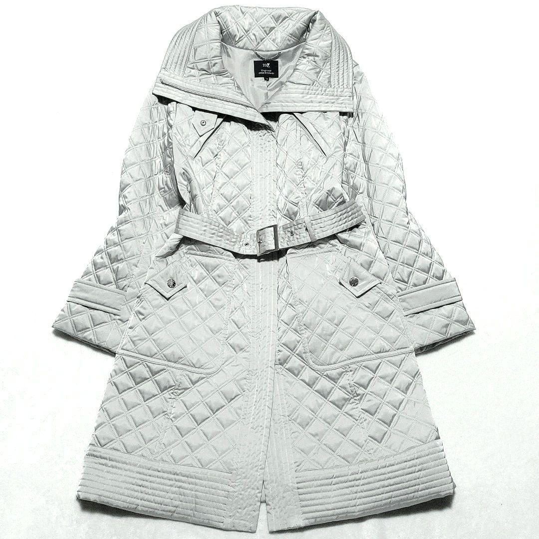 美品23区　ロングコート キルティング ベルト 2WAY 大きいサイズ Aライン