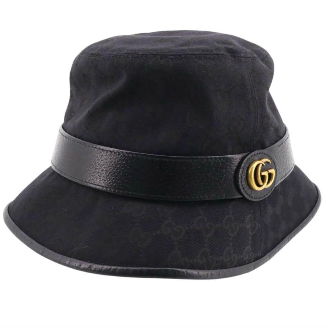 極美品✨GUCCI GGキャンバス バケットハット フェドラ ブラック