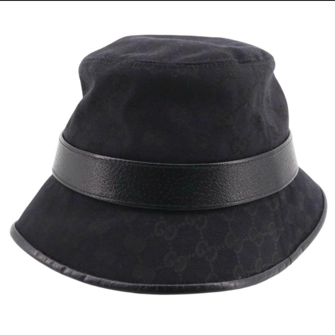 極美品✨GUCCI GGキャンバス バケットハット フェドラ ブラック