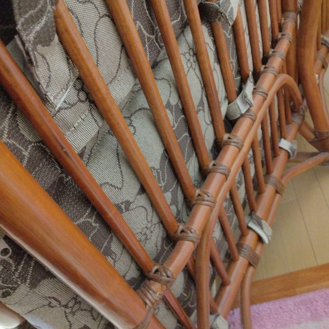 ラタン製花柄2人掛けソファ