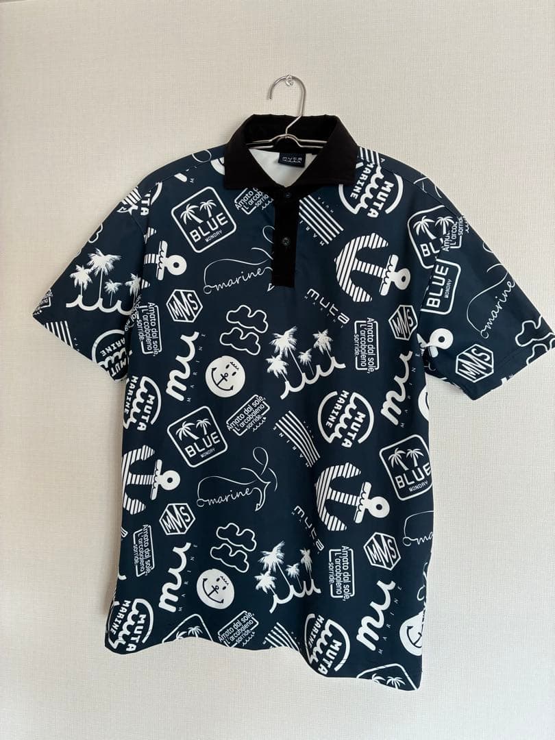 muta MARINE GOLFランダムロゴ ポロシャツ ネイビーM