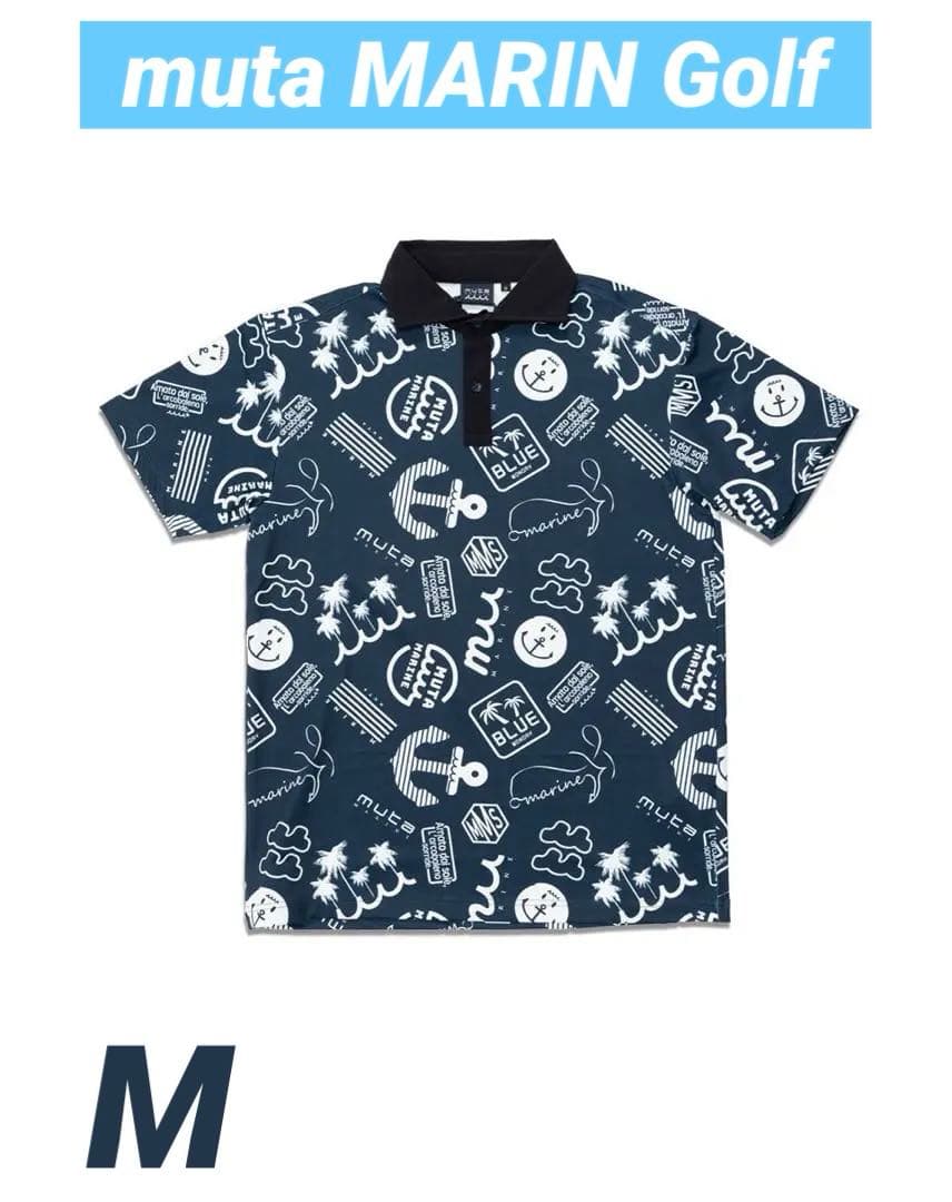 muta MARINE GOLFランダムロゴ ポロシャツ ネイビーM