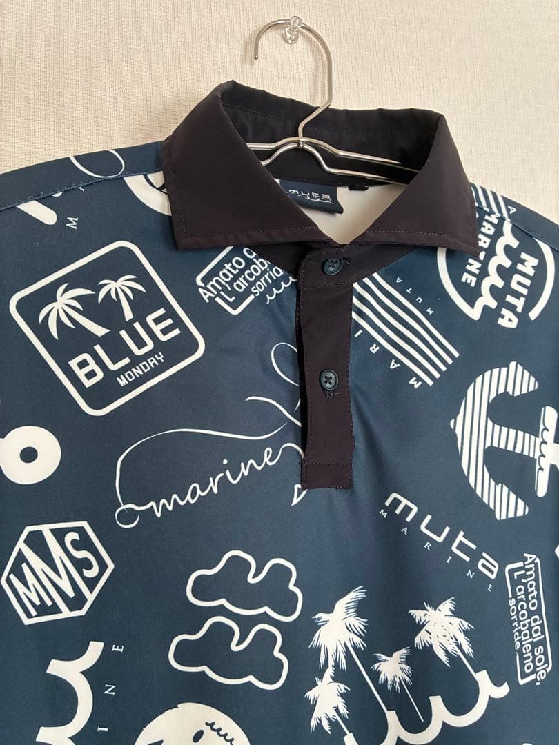 muta MARINE GOLFランダムロゴ ポロシャツ ネイビーM