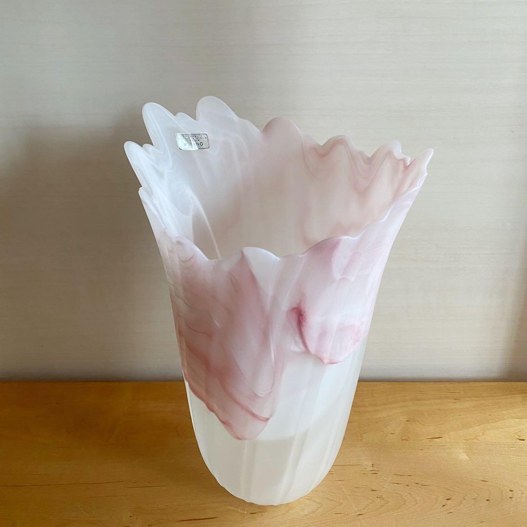 MURANO ムラーノ マーブル フリルフラワーベース 花瓶 ヴェネチアングラス