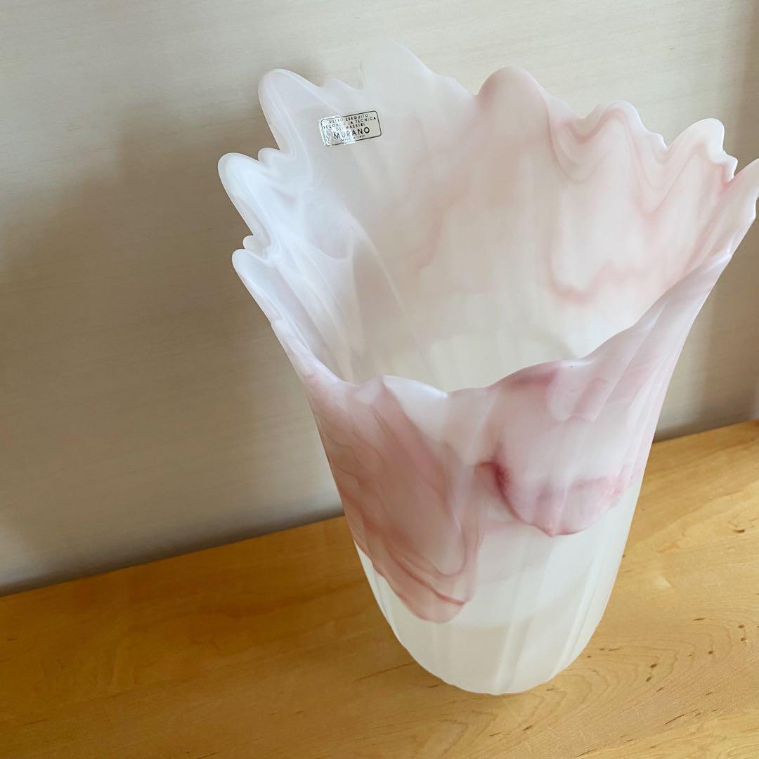 MURANO ムラーノ マーブル フリルフラワーベース 花瓶 ヴェネチアングラス